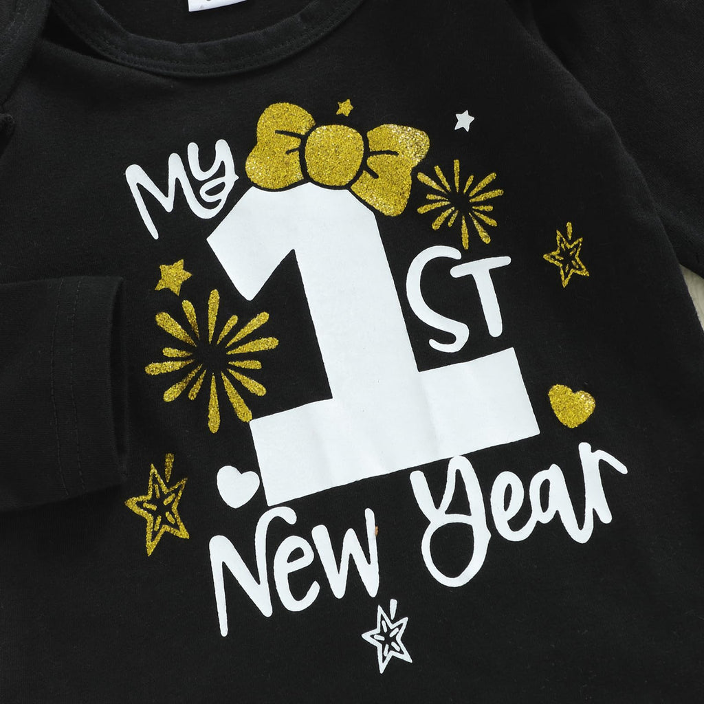 My First New Years Baby Girl Outfit Newborn 1st Letter Romper Fireworks Tulle Tutu Skirt Girl Baby Dress