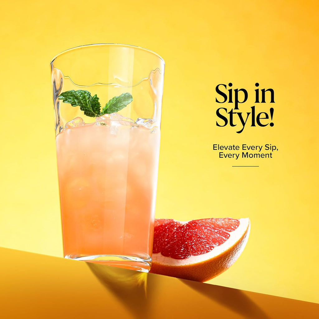 Highball Drinking Glasses Set of 10 Glass Cups by , 17 Oz. Glassware, for Water, Juice, Cocktails, Iced Tea