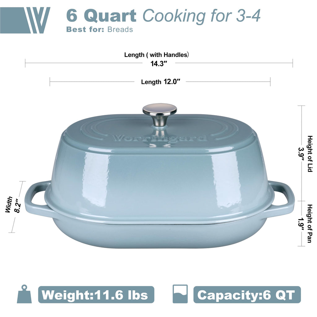 Enameled Cast Iron Dutch Oven Pot with Dome Lid, Oval Bread Oven made Sourdough Bread Baking, Oven Safe up to 500°F