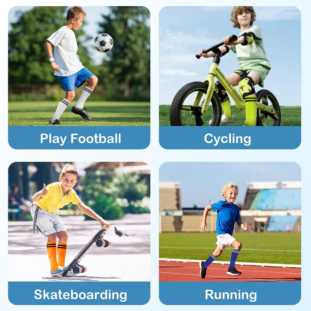 3 Pairs Kids Soccer Socks Striped Knee High Tube Socks Football Uniform Sports Socks for Boys Girls Old