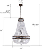 Crystal Chandelier Light, 8 Lights French Empire Chandeliers Lighting Ceiling Fixture Hanging Pendant for Dining Living Room Foyer Kitchen Bedroom Entryway, 20''W (Bronze, 20) A108-B0DQ59ZWDR