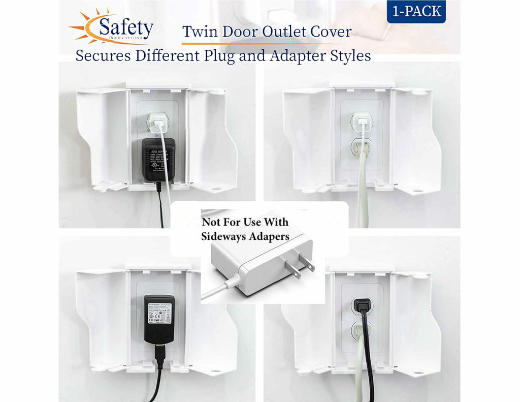 Twin Door Baby Safety Outlet Cover Box for Babyproofing Outlets - More Interior Space for Extra Large Electrical