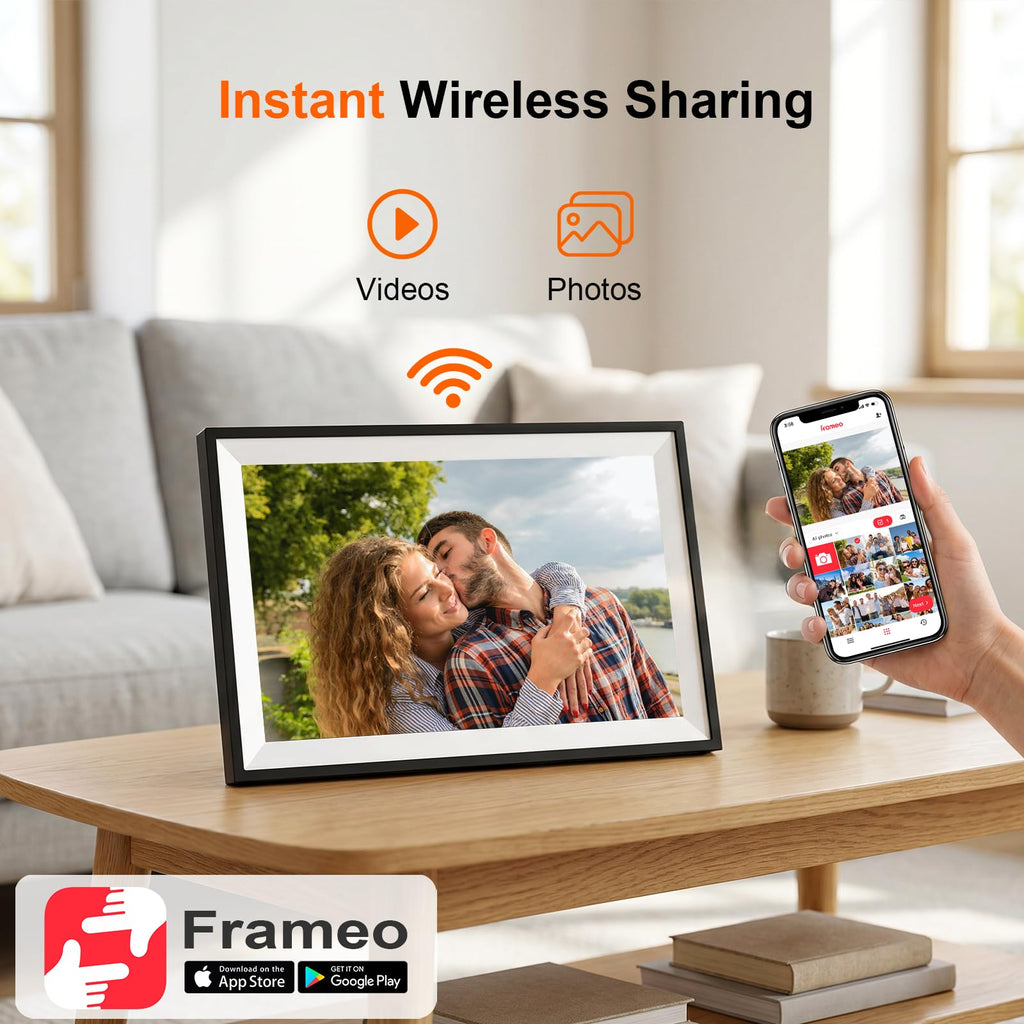 Digital Picture Frame, Frameo 15.6 Inch WiFi Digital Photo Frame, 1920x1080 HD IPS Touch Screen, 32GB Storage