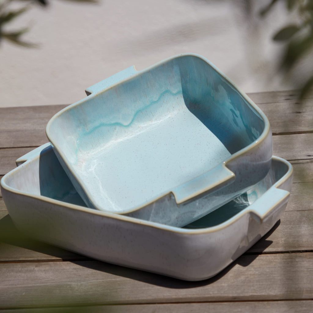 Ceramic 10.75" Square Baker - Eivissa Collection, Sea Blue | Oven & Dishwasher Safe Bakeware | Food Safe Glazing