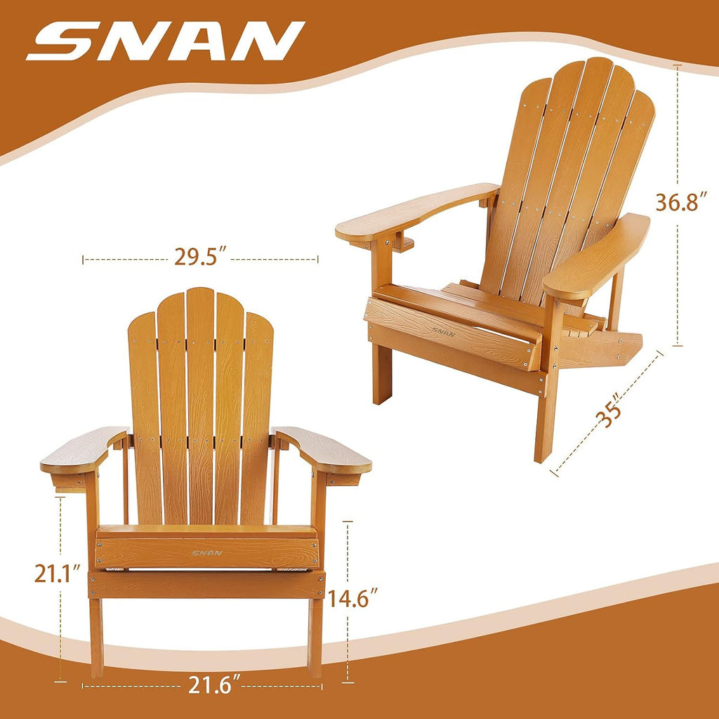 Adirondack Chair with Cup Holder, All-Weather Plastic Patio Chair for Garden&Outdoor Fire Tables, Fade-Resistant