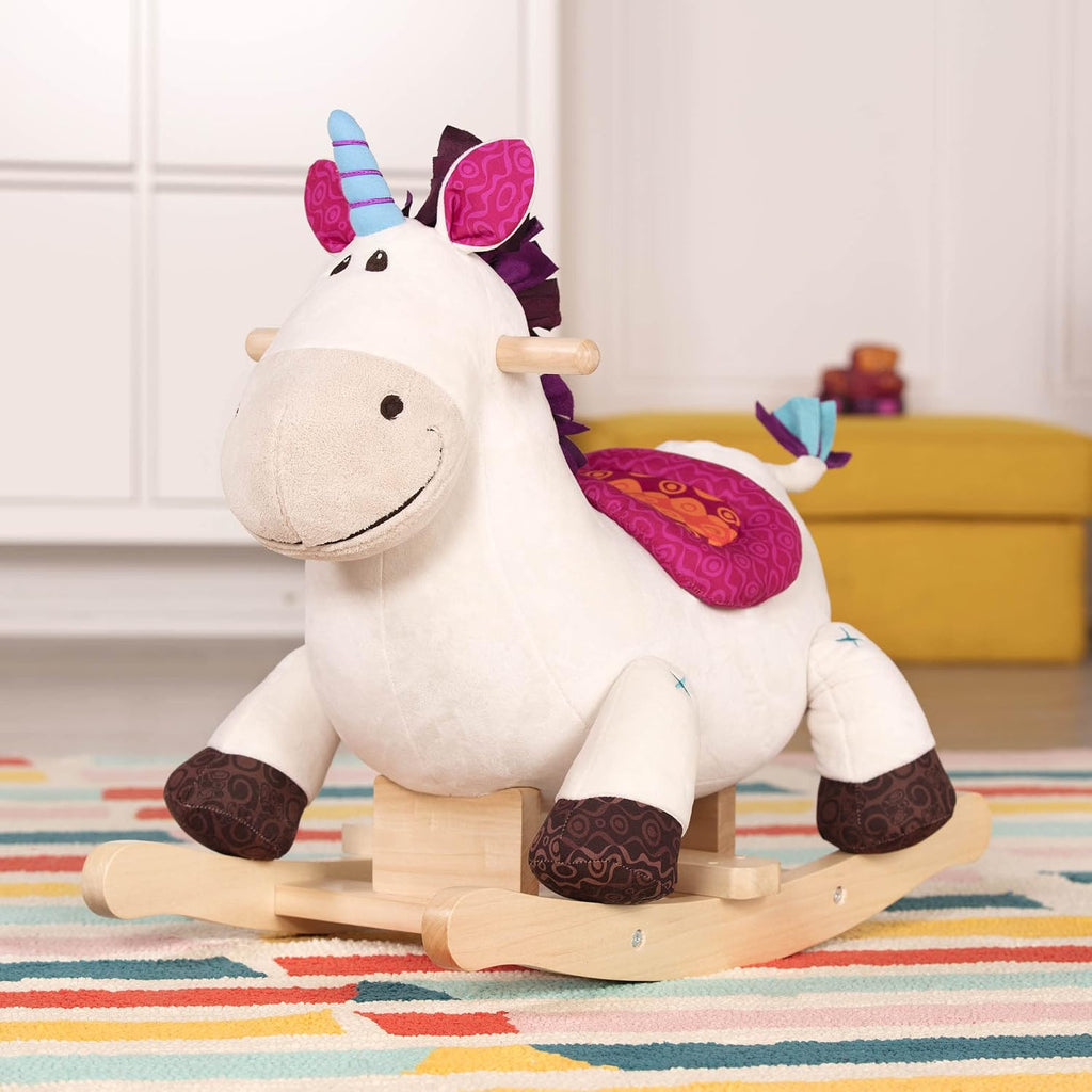 Unicorn Rocker, Dilly-Dally Wooden Ride-On Plush Toy, Soft Toys