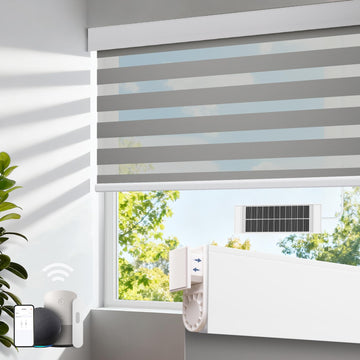 No Drill Electric Motorized Zebra Blinds, Grey