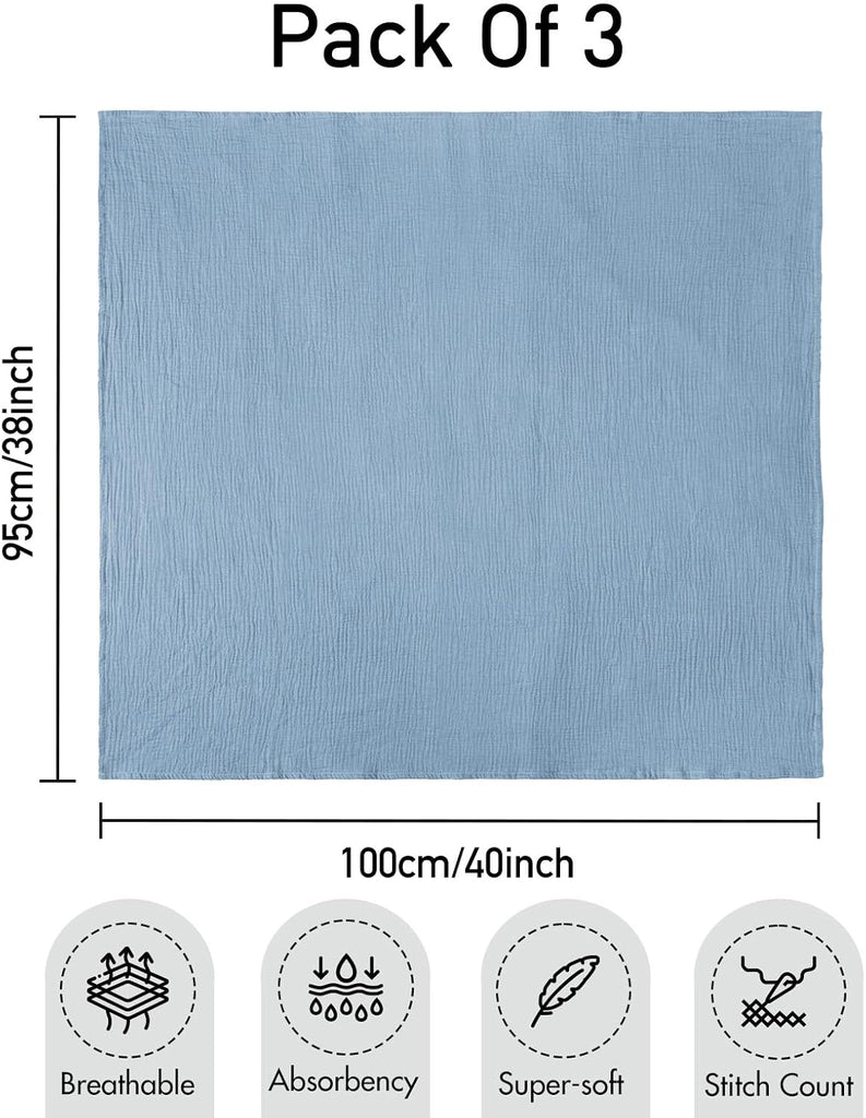 Muslin Swaddle Blankets for Boys, Large 40''x38''