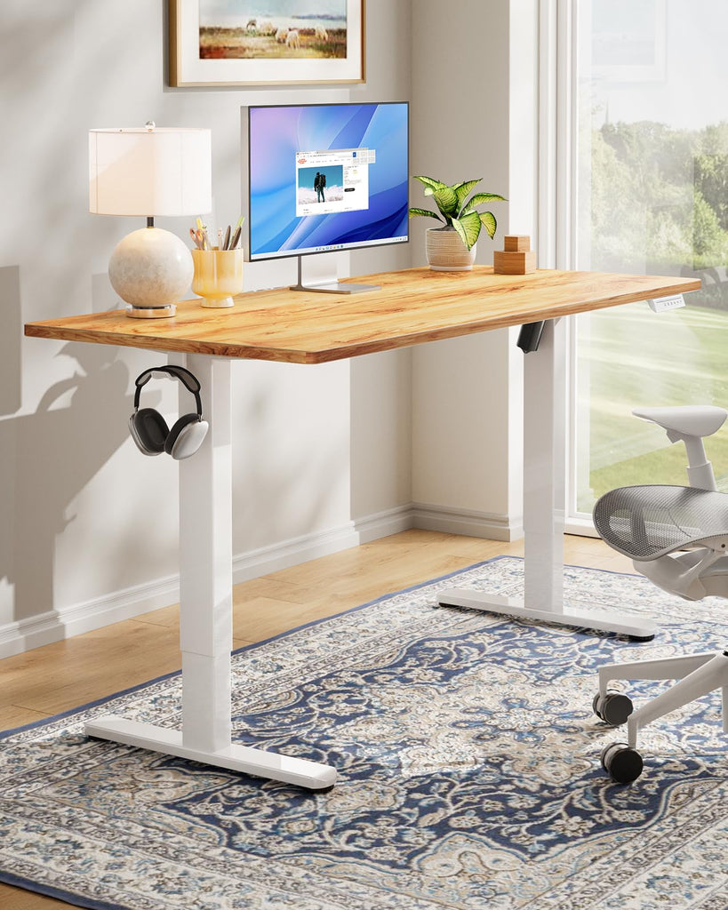 Electric Standing Desk, Whole Piece Desktop, Adjustable Height Computer Desk, 4 Height Memory Settings, Sit Stand Up