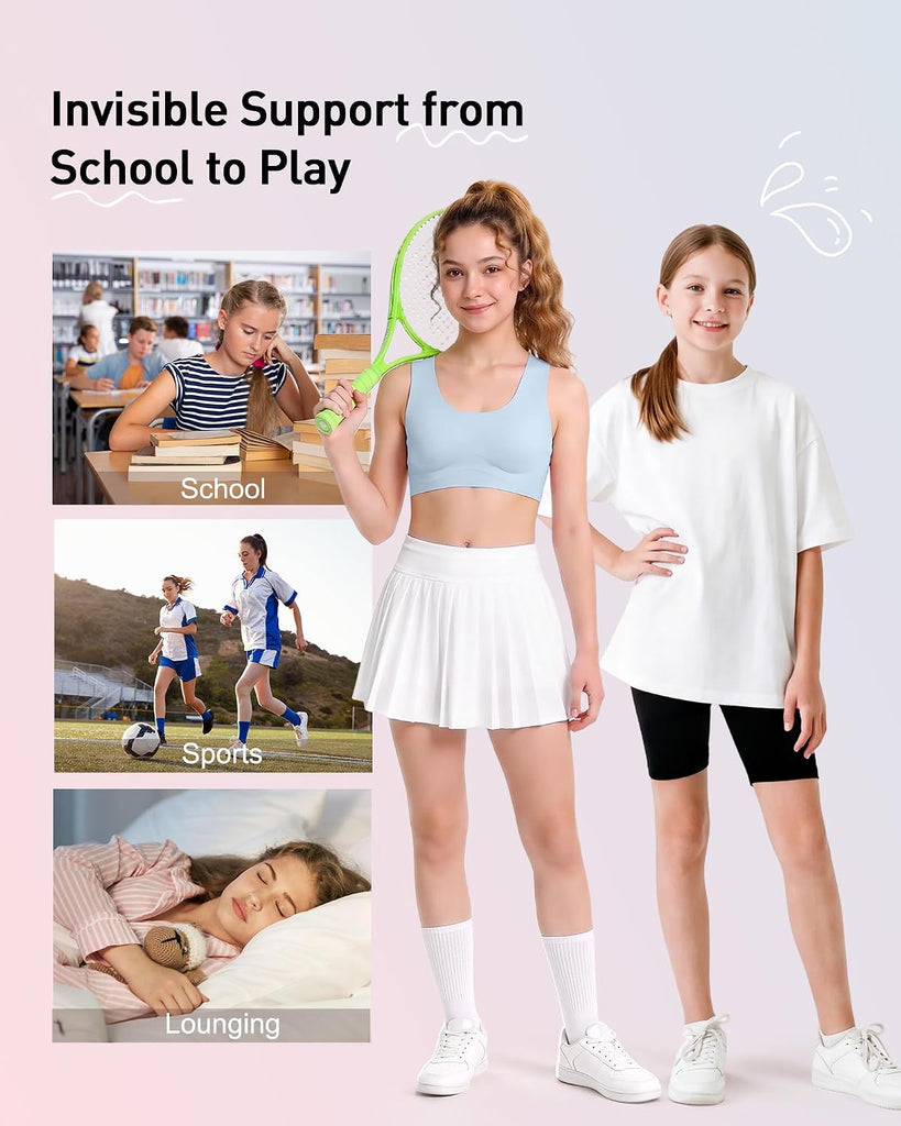 Girls Training Bras, Seamless Sports Bras with Removable Pads