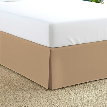Egyptian Cotton Split Corner Bed Skirt Queen Size with 12" Drop Length, Platform Style with Easy Fit, Classic