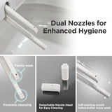Smart Elongated Bidet Toilet Seat with Dual Nozzles, Warm Water, Air Dryer, Heated Seat, Night Light, Remote Control