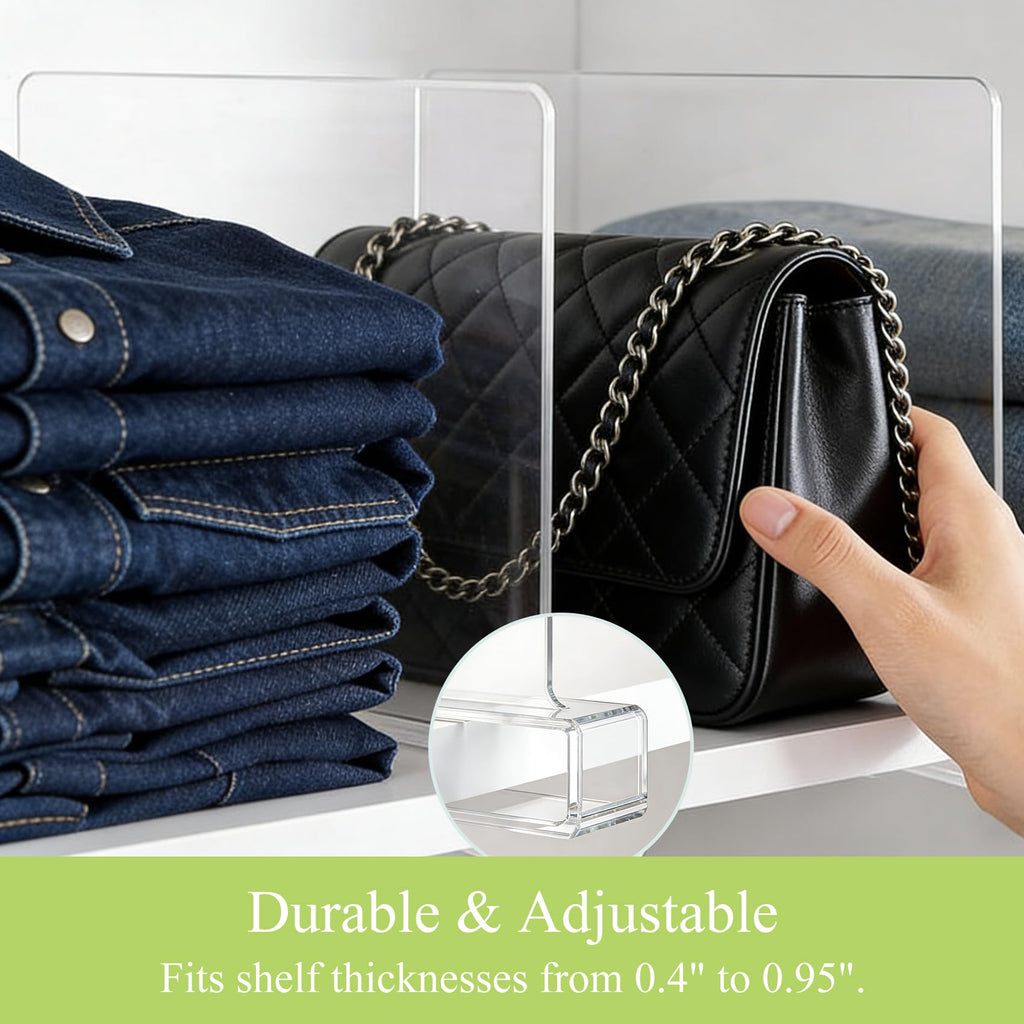 Acrylic Purse Organizer for Closet Shelf Dividers Organization Enthusiasts