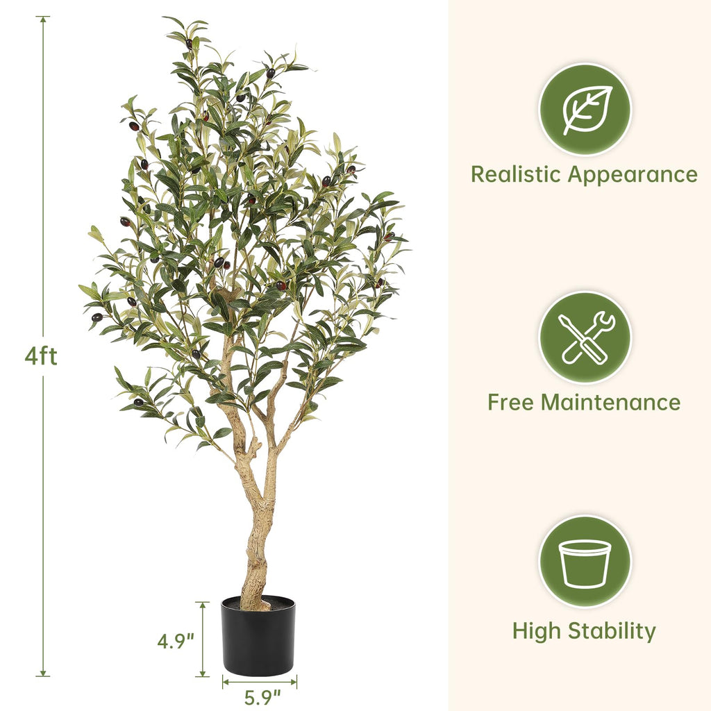Faux Olive Tree 4ft with Realistic Appearance