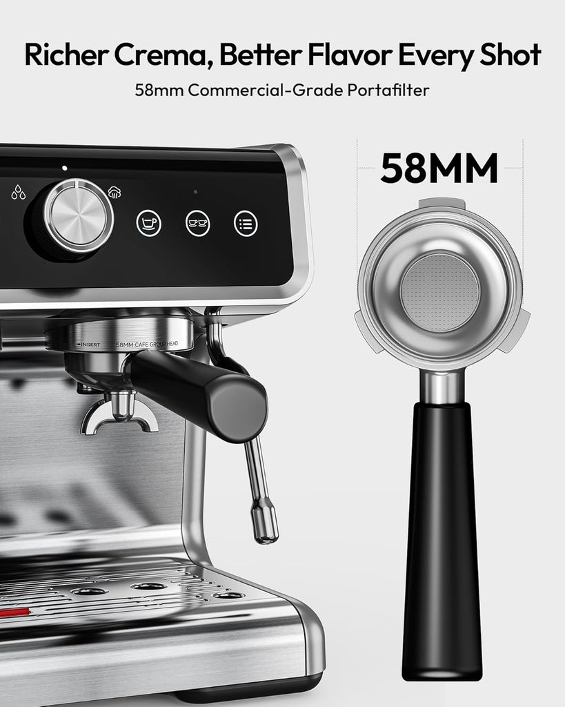 Espresso Machine with Grinder, 20 Bar Professional Espresso Coffee Maker ,with Milk Frother for Latte, Cappuccino &