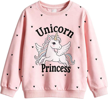 Girls Sweatshirt Lightweight Pullover Cute Pattern Tops