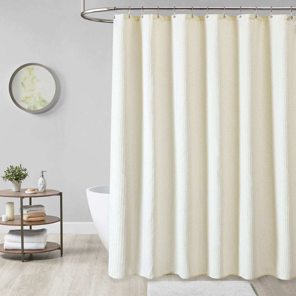 Extra Long Waffle Shower Curtain 256 GSM Fabric 72x84 Cream/Ivory