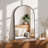 24"x36" Arch Black Bathroom Wall Mirror, Metal Frame Vanity Mirror
