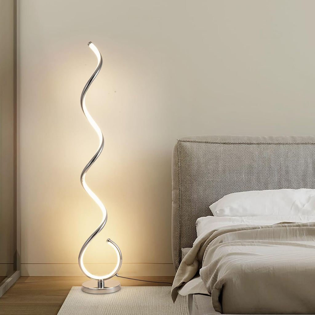 Spiral LED Floor Lamp, 40W Modern Floor Lamps with Remote Control, 3 Colors Stepless Dimmable Floor Standing Lamp