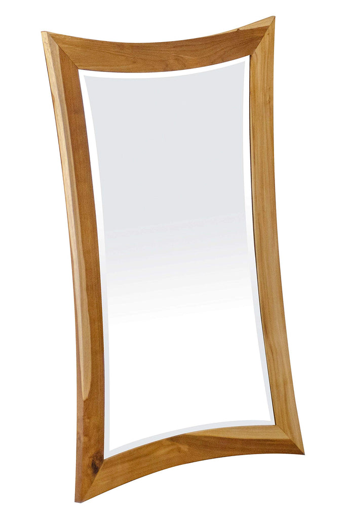 24" Teak Vanity Mirror Wall, Natural Wood