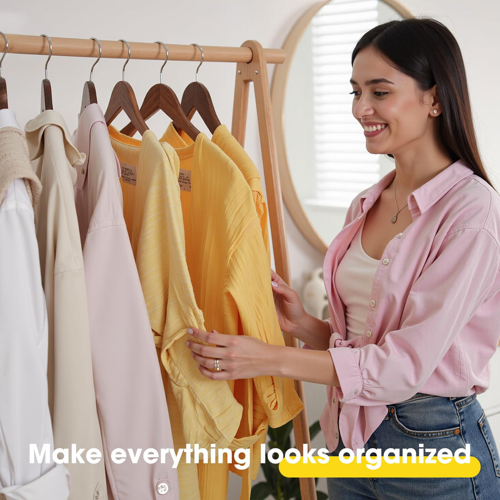 50 Pack Wooden Hangers, Wooden Clothes Hangers with Smooth Pant Bar and Shoulder Notches, Heavy Duty Hangers with