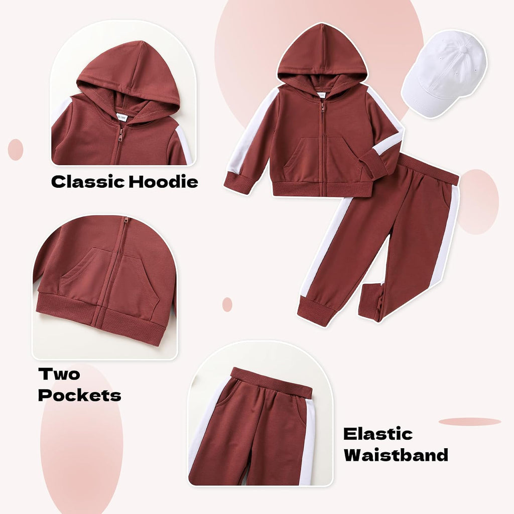 Toddler Baby Girl Boy Fall Winter Outfits Long Sleeve Hoodie Sweatshirt Sweatpant Clothes Set SweatSuit with Cap