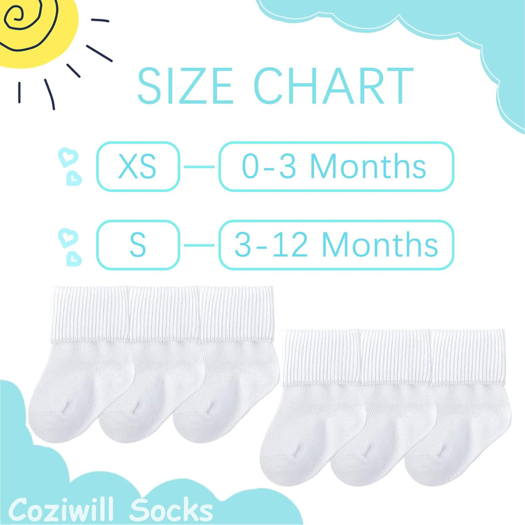 Baby Socks Girls Seamless Crew Socks Baby Boys Infant Turn Cuff Sock Baptism 6 Pack
