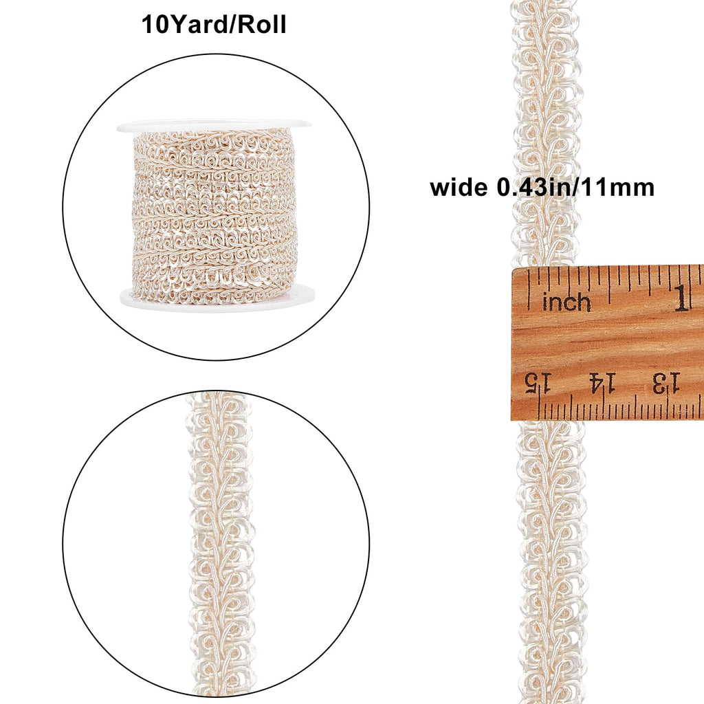 Gold Braid Lace Trim 3/8 inch Wide Polyester Woven Gimp Braid Trim Centipede Decorated Lace Ribbon for - 10 Yards