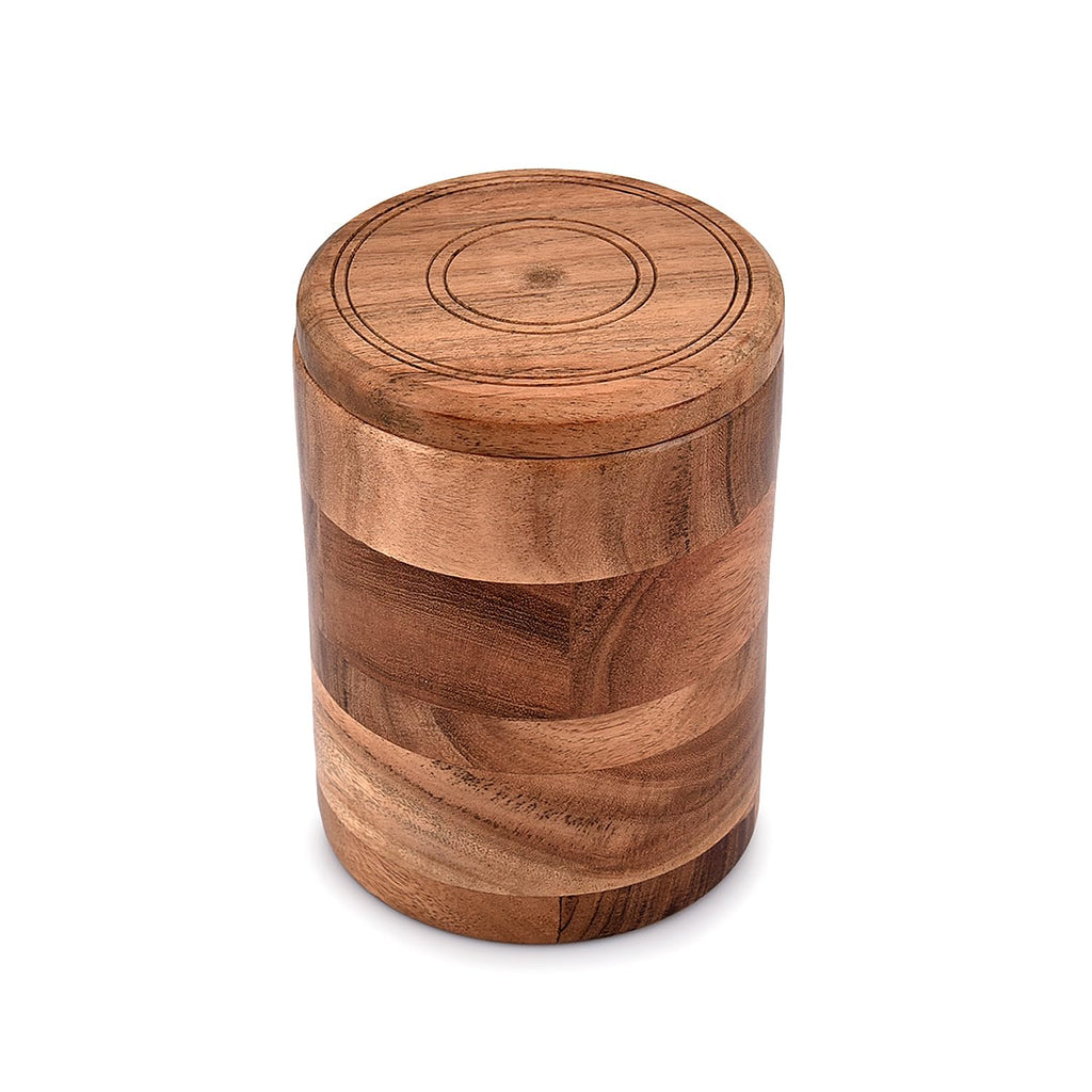 Acacia Wood round wooden storage jar with Lid for Keeping Cookies, Coffee, Flour, Sugar, Rice & Other Dry Foods (4.5"