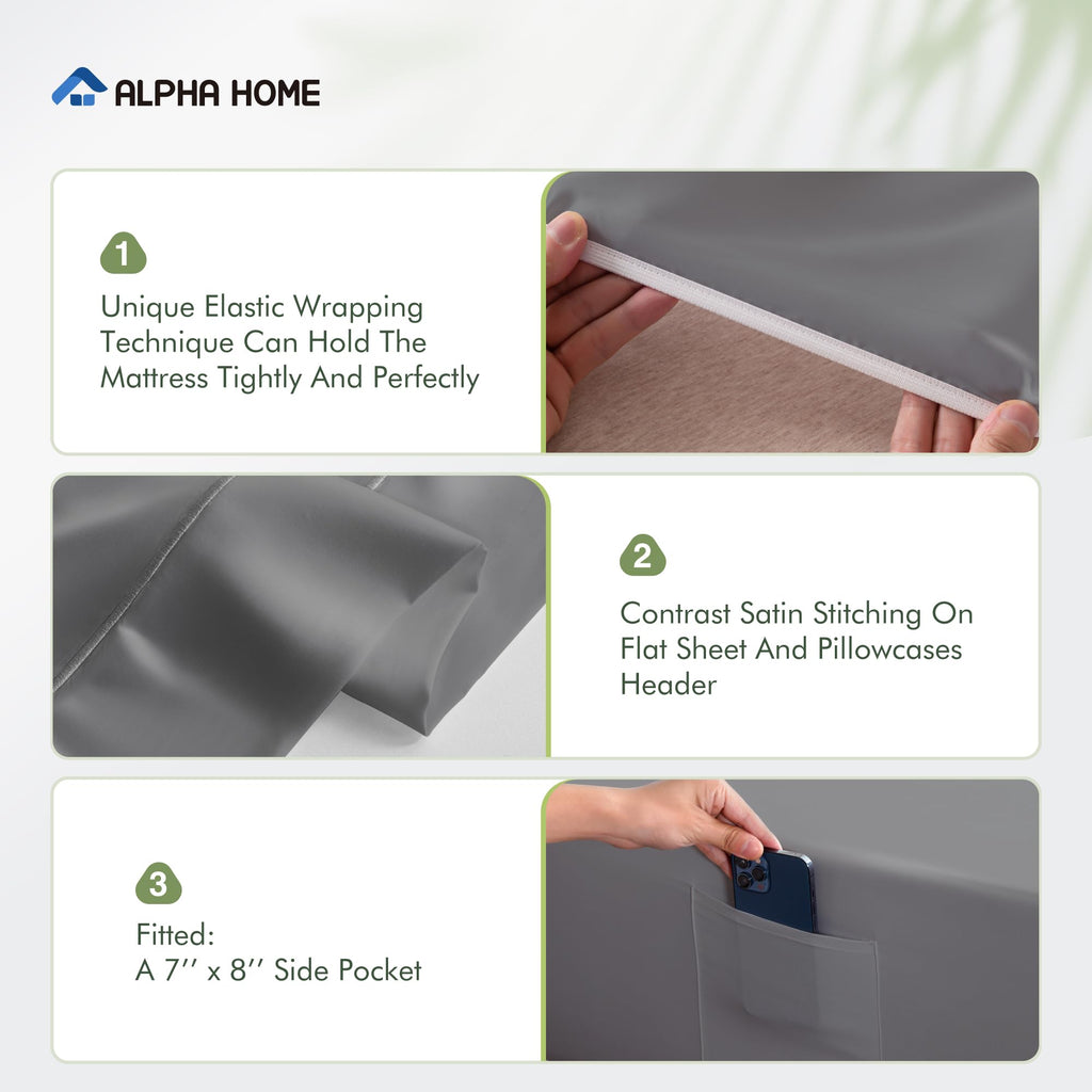 Deep Pocket California King Sheet Set, 100% Organic Viscose Derived from Bamboo, Bedding Sheet Set, Moisture-Wicking