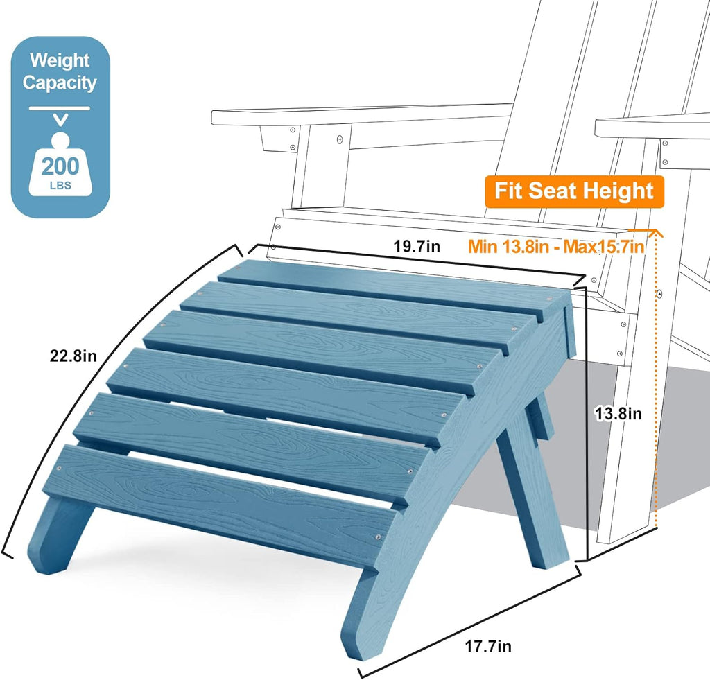 Folding Adirondack Ottoman Set of 2 for Adirondack Chair, All Weather | HIPS 350 lbs Capacity, Easy Assembly, All