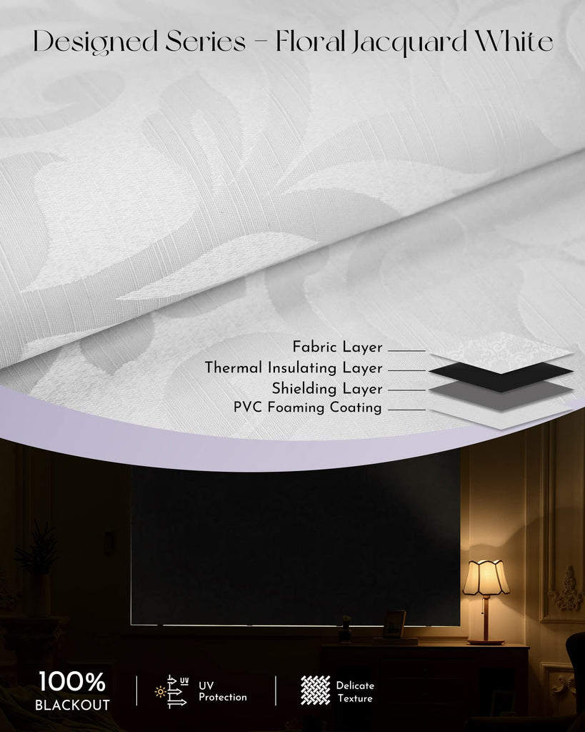 Smart Blackout Roller Shades Work with Alexa Google Patterned Textured Fabric Rechargeable Motorized Blinds Cordless
