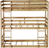 Twin Over Twin Over Twin Triple Bunk Bed for Kids,3 Bed Bunk Beds for 3,Solid Wood Twin Triple Bunk Bed with Two