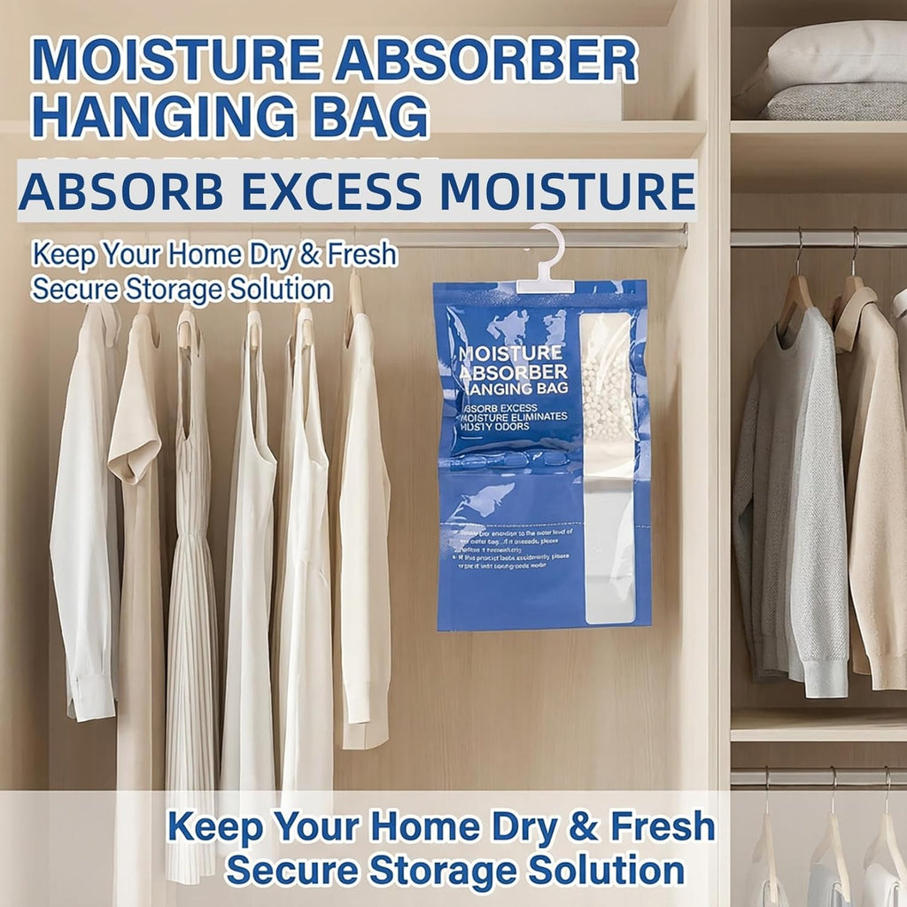 Dehumidifier Bags Hanging Moisture Absorbers - 4 Packs Dehumidifiers for Home Closet Bathroom Basement