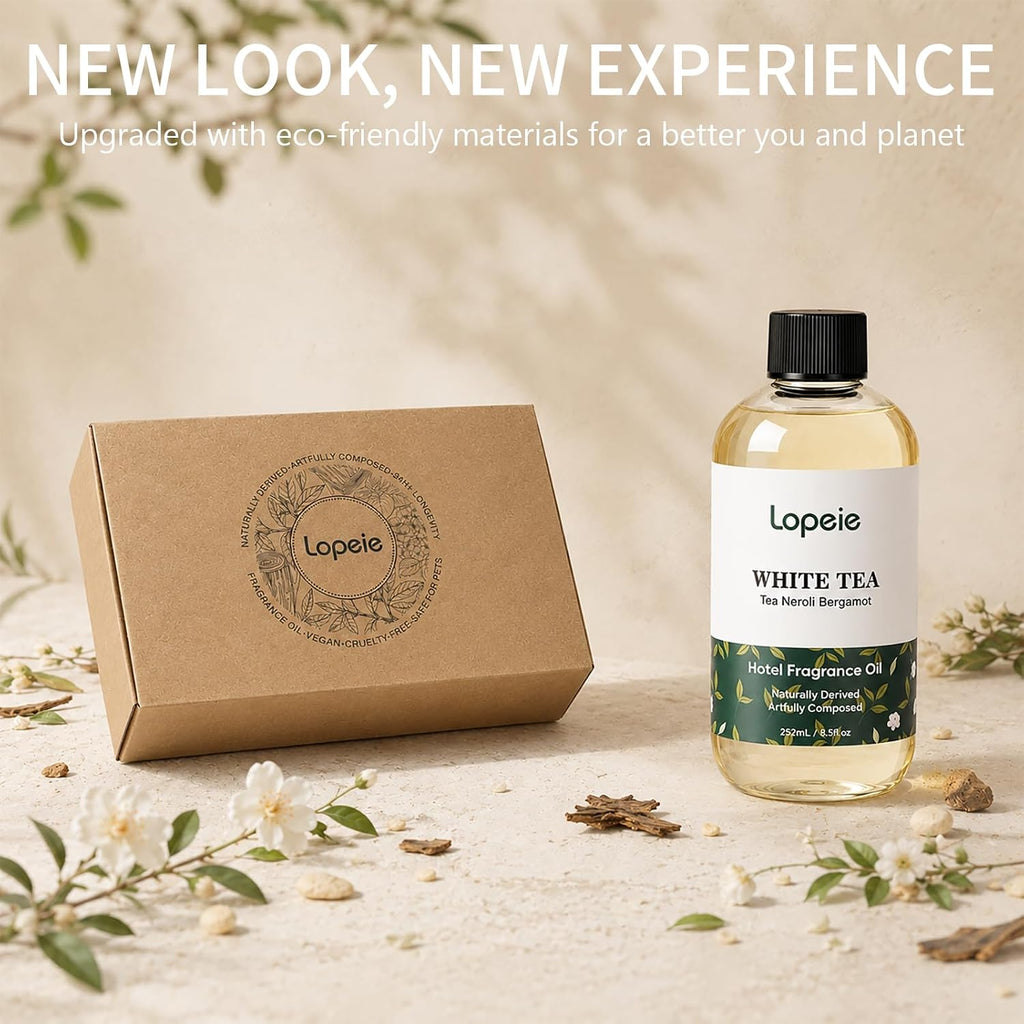 White Tea Diffuser Oil - Essential Oil for Diffuser, Air Freshener & Room Spray - Long-Lasting with Notes of Tea - Set of 85