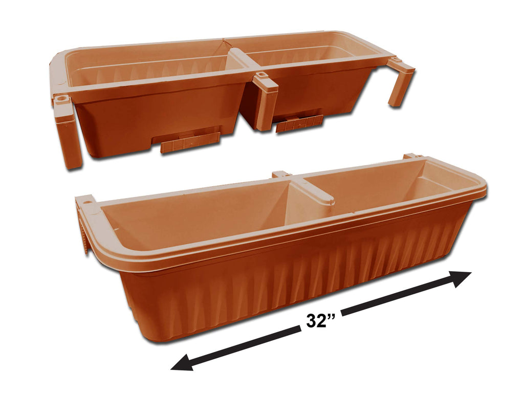 Exports International 32" Adjustable Railing Planter, Terra Cotta