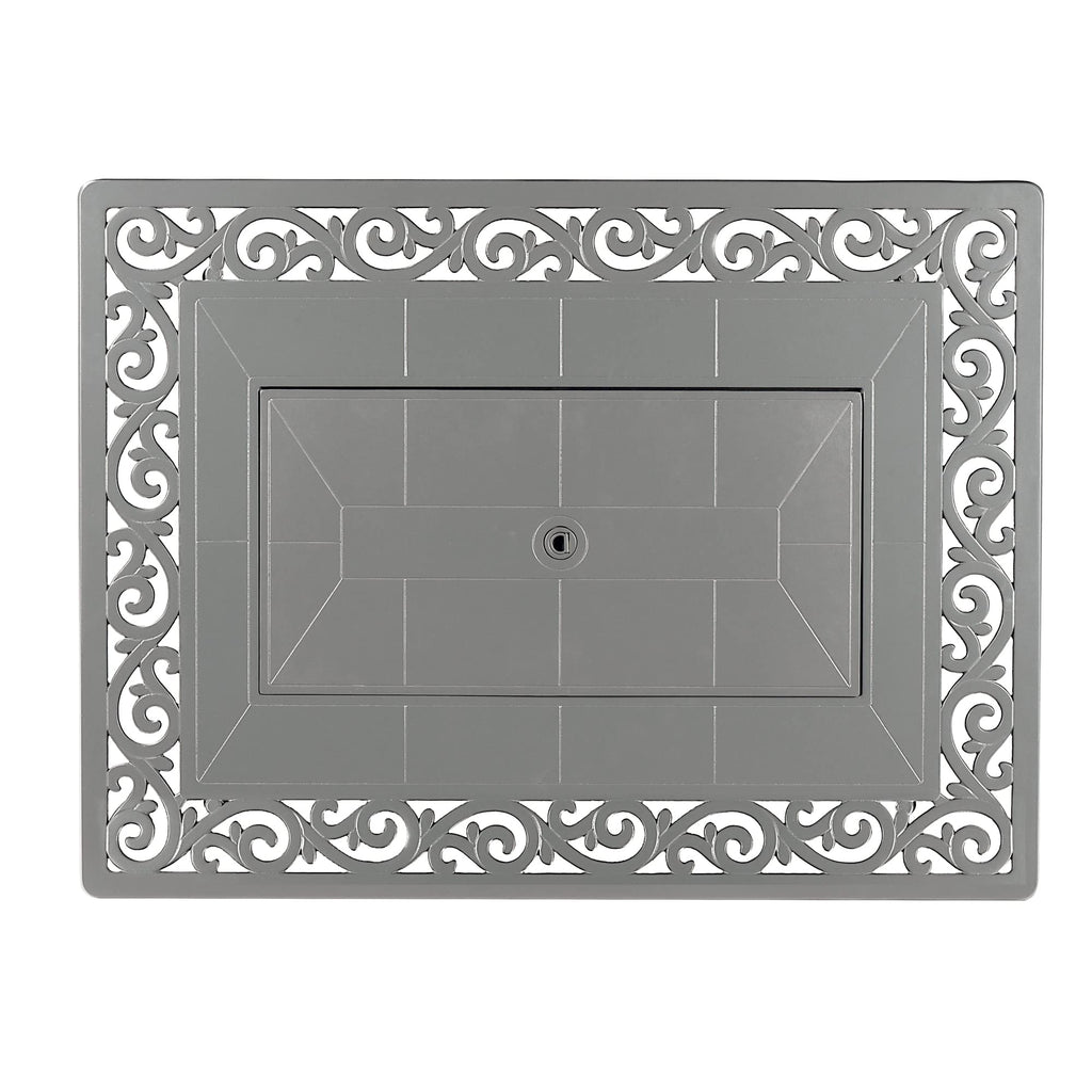 Rectangular 48 in. x 36 in. Aluminum Propane Fire Pit Table, Glass Beads, Two Covers, Lid, 57, 000 BTUs in Grey Finish