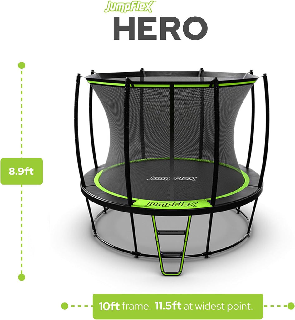 Hero Round Outdoor Backyard Trampoline with Net Safety Enclosure and Ladder - Heavy-Duty Jumping Trampoline Play