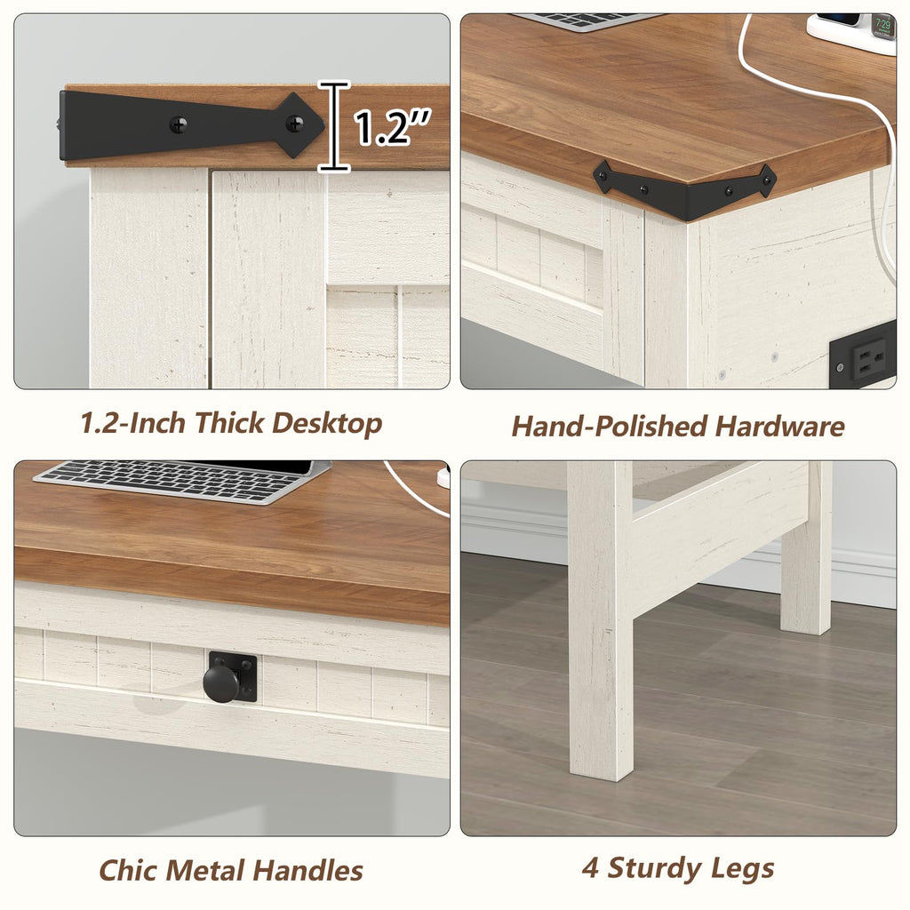 39 Inch Farmhouse Small Computer Desk with Drawers