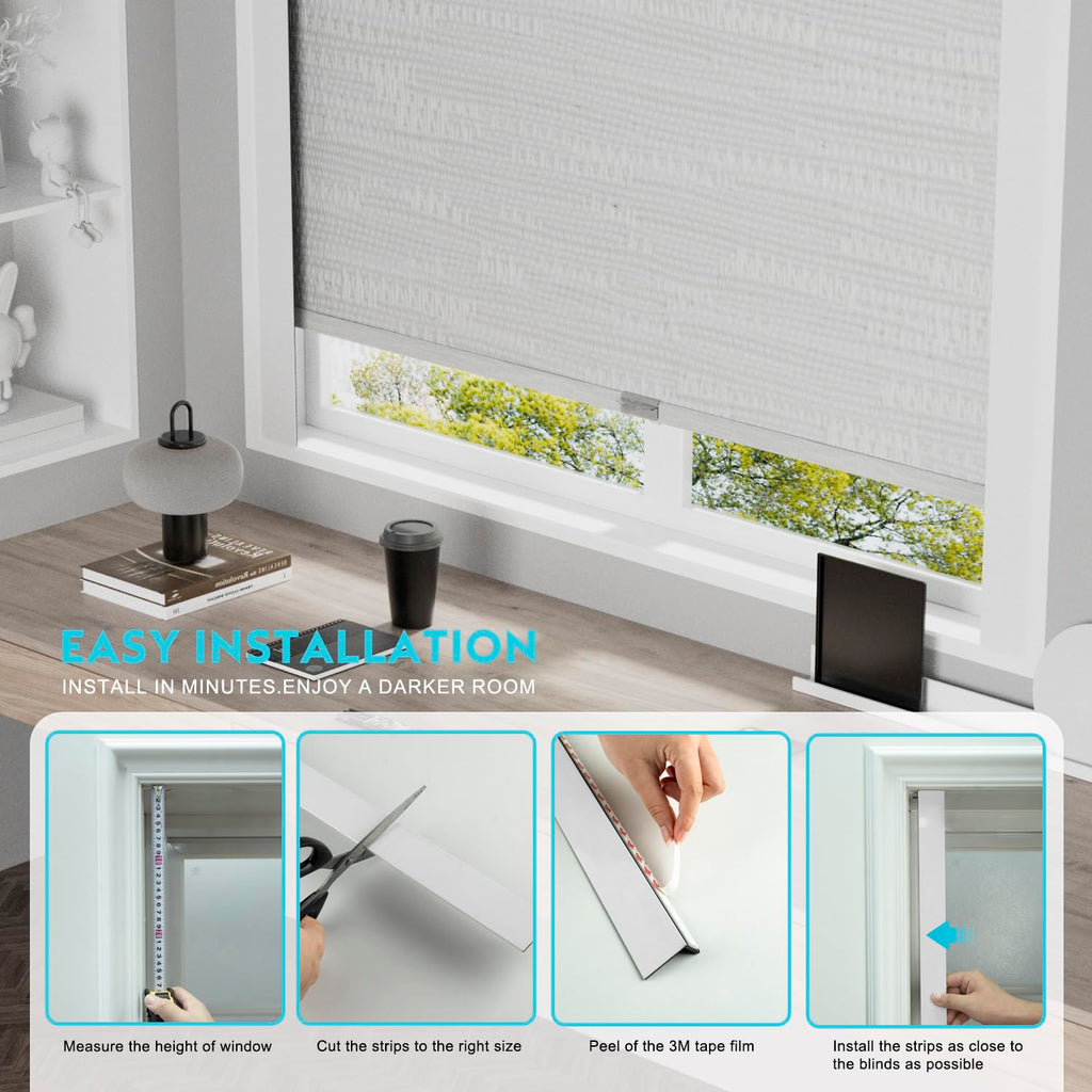 Light Gap Blockers for Window Shades and Blinds, Blackout Light Blocking Strips to Reduce Side Light Leakage, L Shape