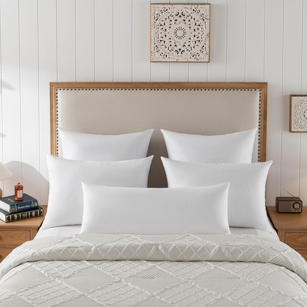 Hotel-Style 18x18 Goose Feather Pillow Insert for Sofa & Bed - 100% Odorless & Plump Cushion Filler - 233TC Cotton - Set of 2