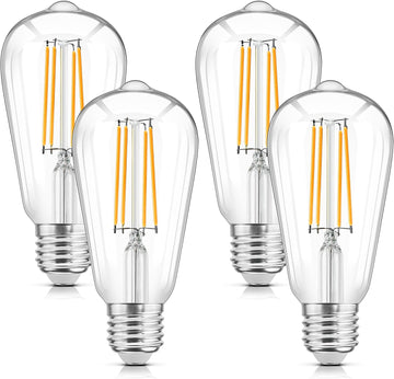 LED Filament Light Bulbs, Bright Vintage 6W LED Edison Bulbs, St58 2700K Warm Light Bulbs with CRI 85+, E26 Standard