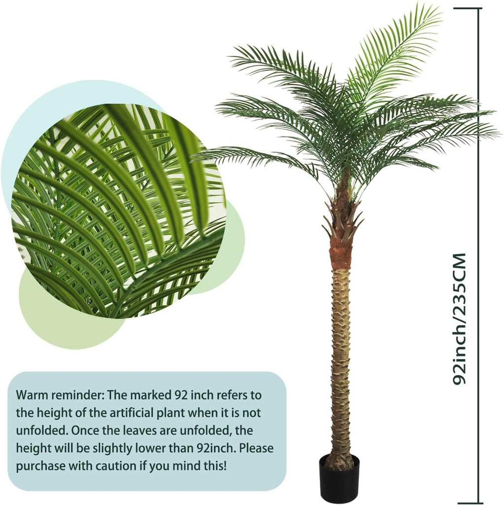 Palm Tree 8FT Large Fake Sago Palm Plant with 18 Trunks Perfect Tall Faux Tree in Pot for Indoor Outdoor House Home
