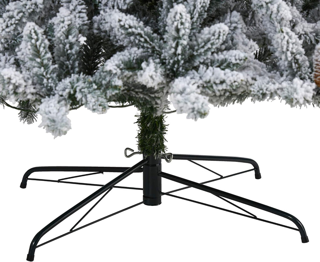 Flocked Livingston Fir Artificial Christmas Tree with Pine Cones and 650 Clear Warm LED Lights