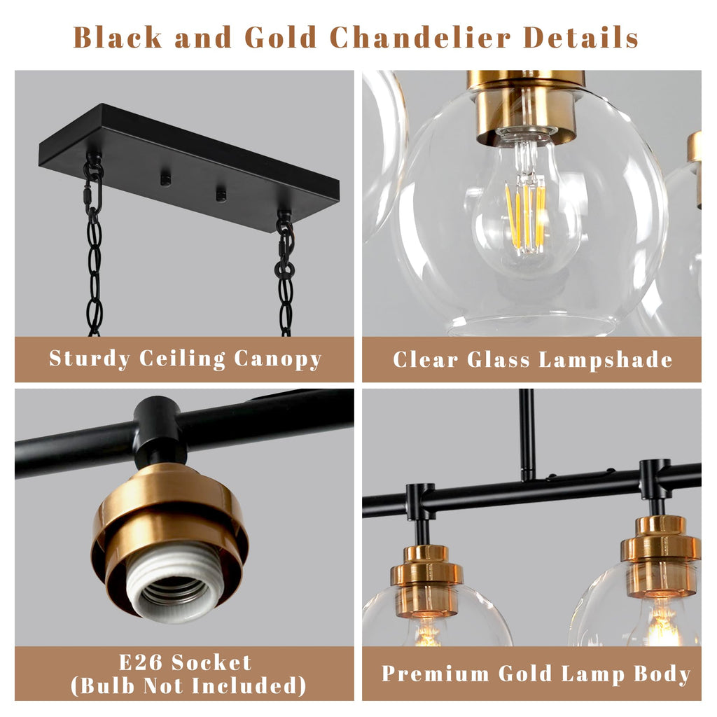 Dining Room Light Fixture 45" Farmhouse Linear Chandeliers