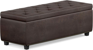 Kingsley 48" Wide Vegan Leather Storage Ottoman in Natural