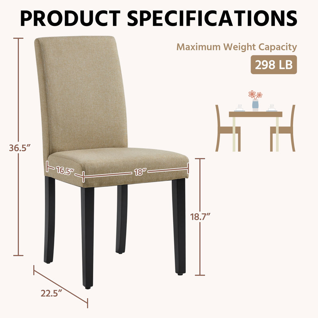 Set of 4 Upholstered Kitchen Chairs Khaki