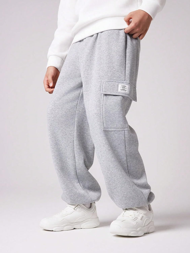 Boy's Straight Cargo Pants Baggy Sweatpants Casual Sports Joggers