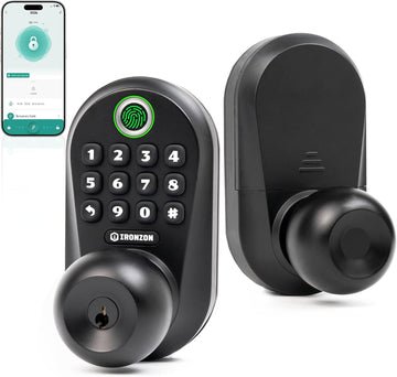 350K 5-in-1 Smart Fingerprint Door Knob with Keypad, Black