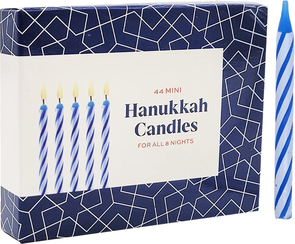 Hanukkah Silver Matte Mini with Candles Classic 5 Inch Great for Travel, Hanukkah Decor Centerpiece